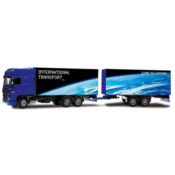 Miniature Camion DAF XF double remorque Transport International Joal 369