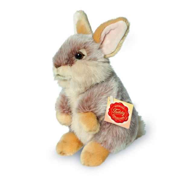 Peluche lapin brun assis 20 cm hermann -93779 1