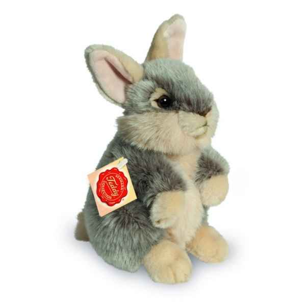 Peluche lapin gris assis 20 cm hermann -93778 4