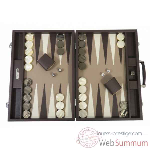 Backgammon baptiste cuir buffle competition chocolat -B652-c
