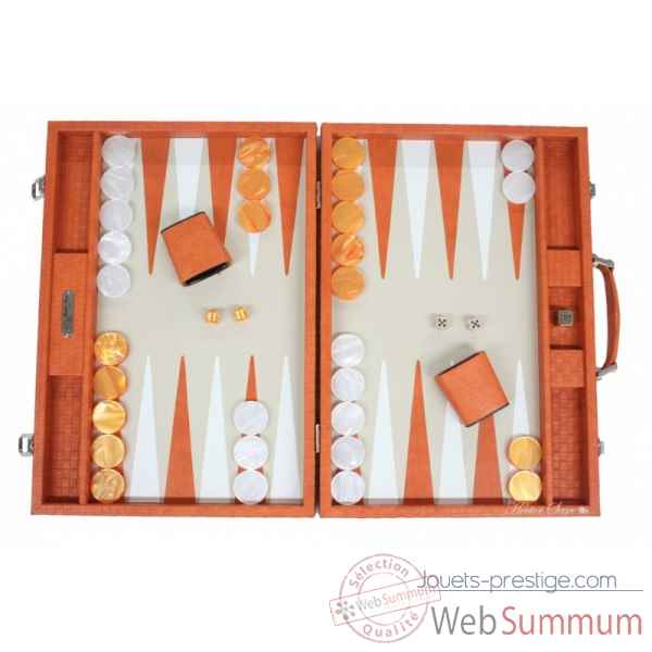 Backgammon noe cuir natte competition orange -B667-o