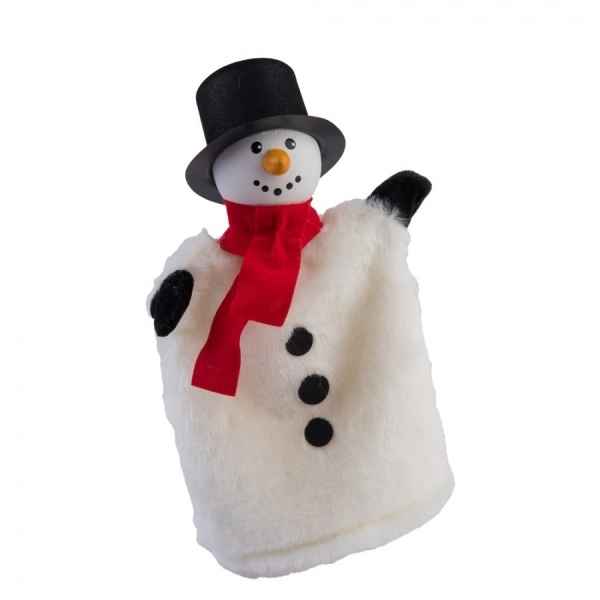 Marionnette  main Beni bonhomme de neige 28cm, tte en bois Kersa -61125