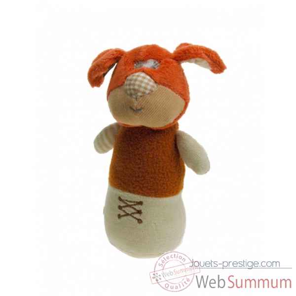 Hochet chien orange \\\"simpleton\\\" 15 cm Les Petites Marie -SIM0HOCHI