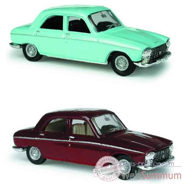 Coffret de 4 peugeot 204 bordeaux et bleu ciel ho Norev 471500