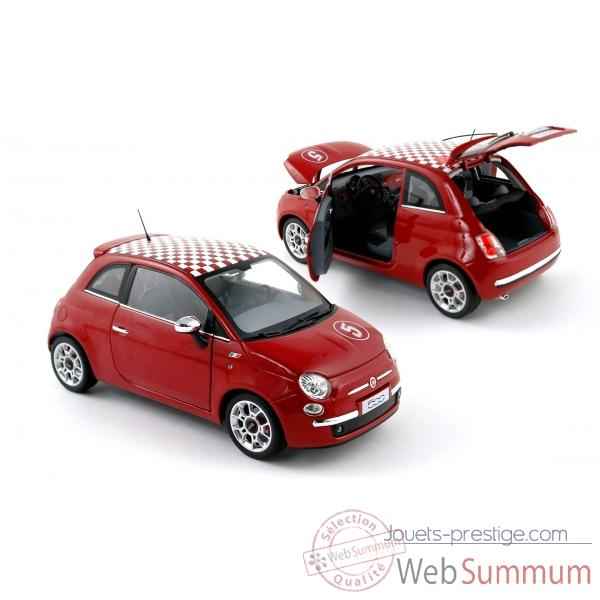 Fiat 500 sport rouge toit damier 2007  Norev 187728