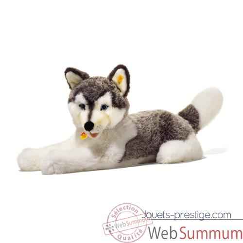 Peluche Steiff Husky Bernie couche gris et blanc-104961