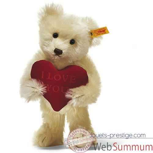Peluche Steiff Ours Teddy I love you mohair creme -st002885