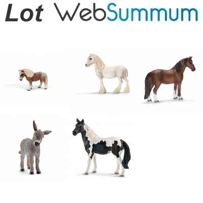 Lot 5 figurines ane et cheval Schleich -LWS-75