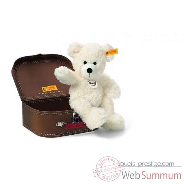 Peluche steiff ours teddy lotte dans sa valise, blanc -111464