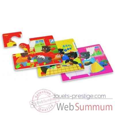 4 puzzles petit ours brun la maison - Jouet Vilac 6018