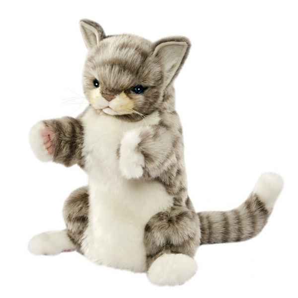 marionnette a main peluche realiste chat gris -7163