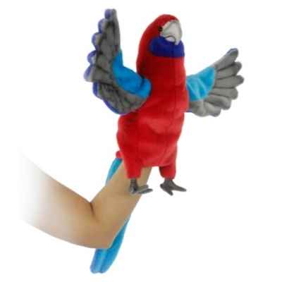 marionnette à main peluche réaliste oiseau rosella rouge -7350