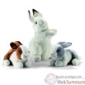 Video Anima - Peluche lapin couche blanc gris  24 cm -3889