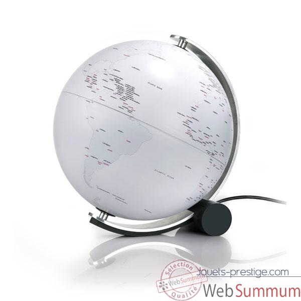 Globe Q-Ball Connection - Globe d�coratif lumineux - Cartographie politique en anglais - diam 30 cm - M�ridien en aluminium massif - base caoutchouc - Indicatifs t�l�phoniqiues et internet des pays