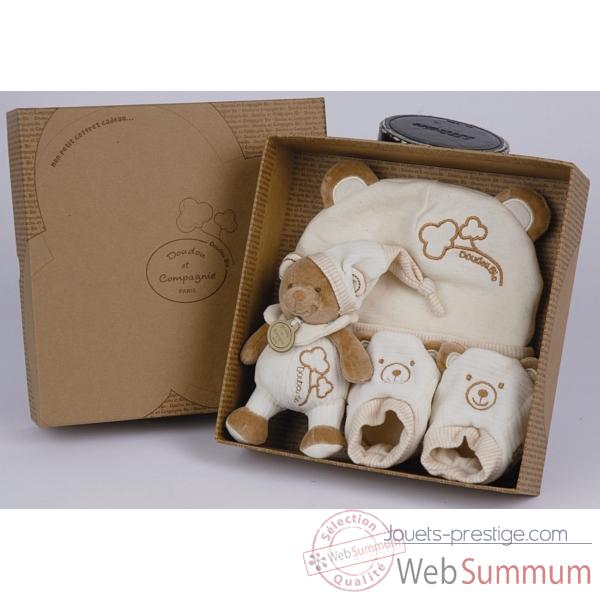 Coffret cadeau de naissance coton BIO Doudou et Compagnie 3 pi�ces -DC1027