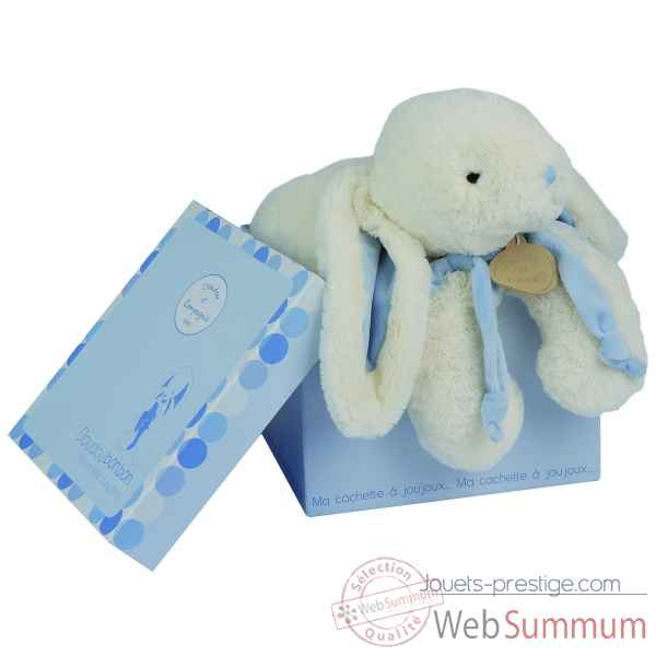 Doudou et Compagnie Doudou Lapin bonbon range pyjama+coffre - bleu -1244