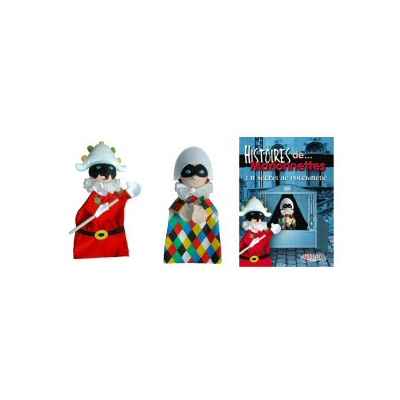 Duo marionnettes a main Arlequin et Polichinelle avec histoire -LWS-291