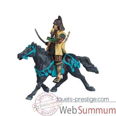 Figurine le cheval noir harnachement bleu -65709