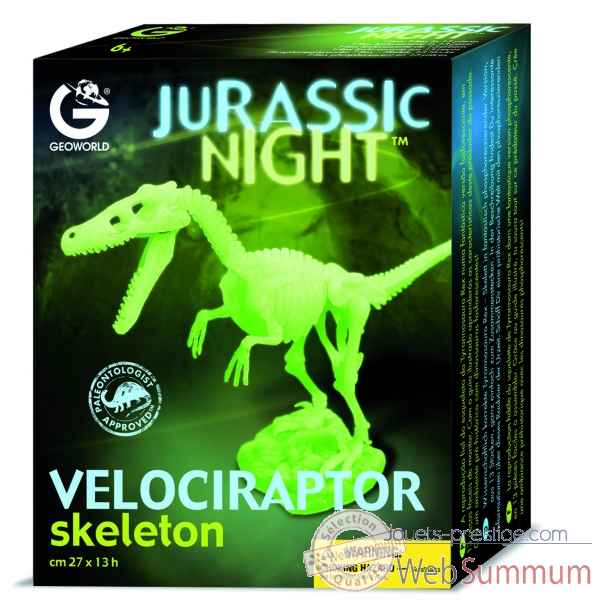 Gw jurassic night - velociraptor phosphorescent - 27cm Geoworld -CL142K
