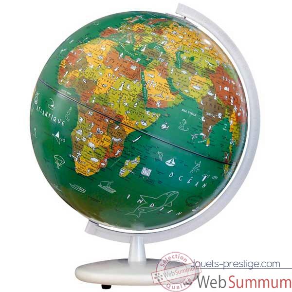 Globe g�ographique Columbus lumineux - mod�le Enfant - sph�re 30 cm + livret-CO163080