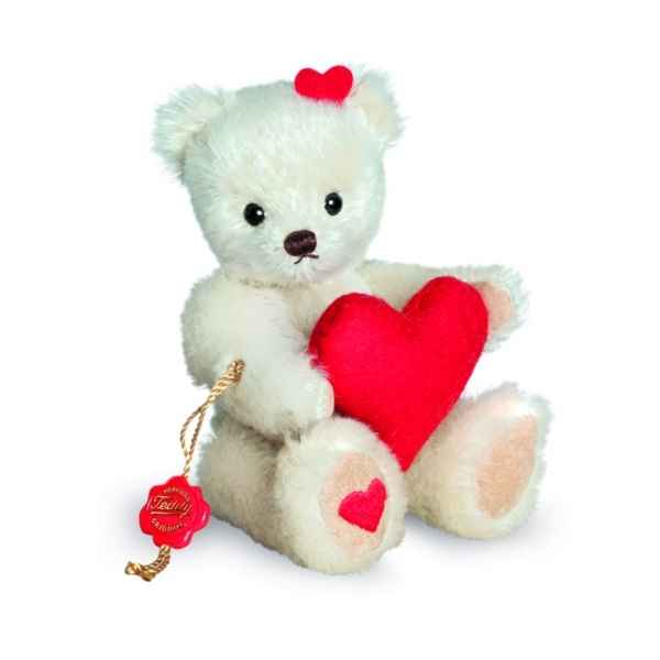 Ours en peluche de collection teddy avec coeur 15 cm hermann -15612 3