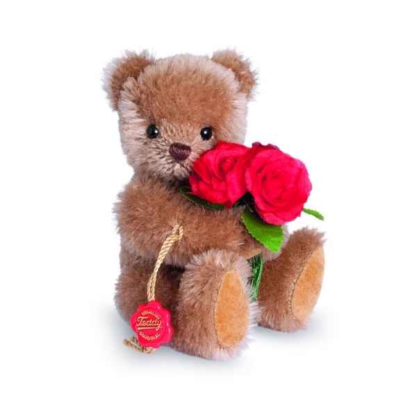 Ours en peluche de collection teddy avec roses 15 cm hermann -15611 6