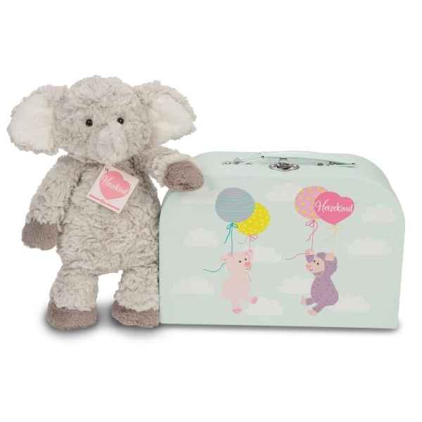 Peluche elephant smartie avec valise 27 cm herzekind -93883 5