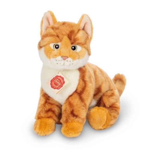 Peluche chat assis tigre roux 24 cm hermann teddy -91829 5