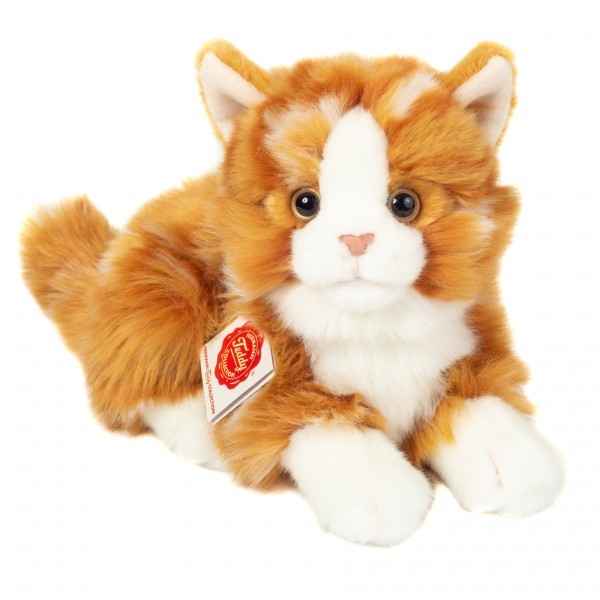 Peluche Chat couche tigre rouge 20 cm hermann -91837 0