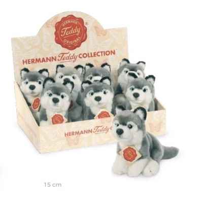 Peluche 8 chien husky assis 15 cm (lot) collection hermann teddy -92802 7