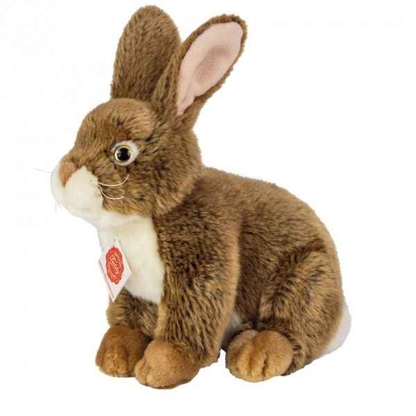 Peluche lapin assis marron fonce 25 cm hermann teddy collection -93796 8