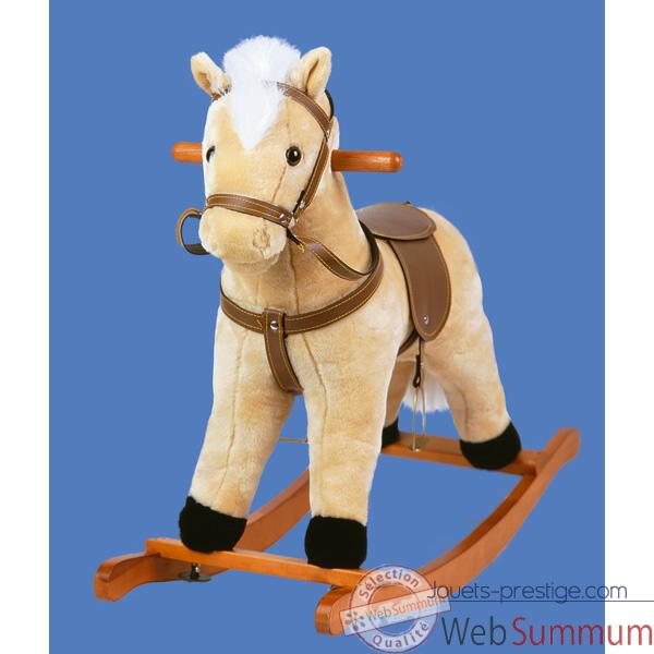 Cheval � bascule Poney beige musical - ho1218
