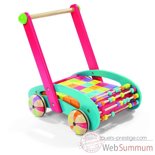 Abc buggy chariot de marche avec cubes Janod J05580