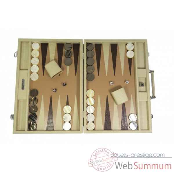 Backgammon alain cuir facon alligator competition ciel -B672-c