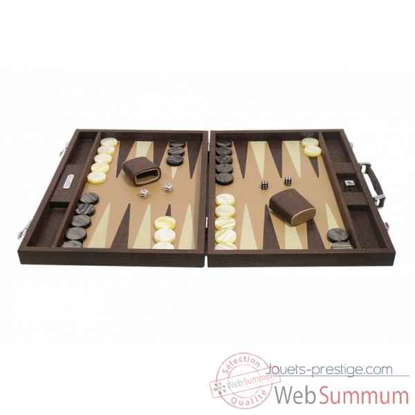 Backgammon alain cuir facon alligator competition havane -B672-h -4