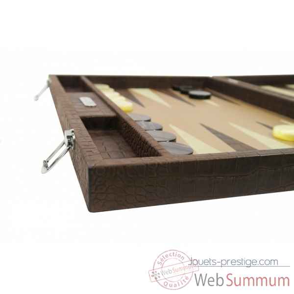 Backgammon alain cuir facon alligator competition havane -B672-h -7