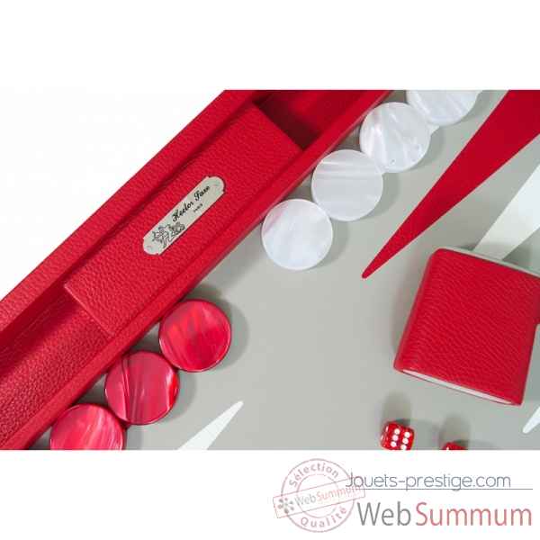Backgammon baptiste cuir buffle competition rouge -B652-r -2