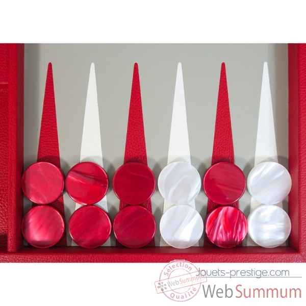 Backgammon baptiste cuir buffle competition rouge -B652-r -4