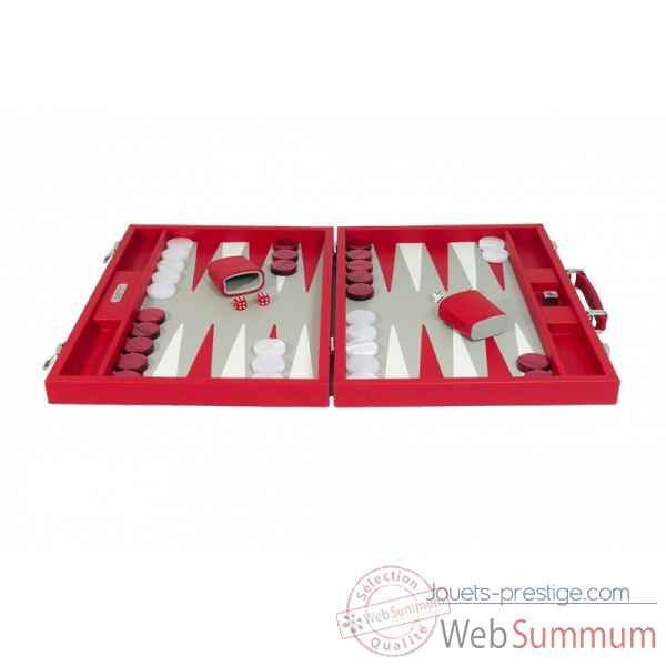 Backgammon baptiste cuir buffle competition rouge -B652-r -5