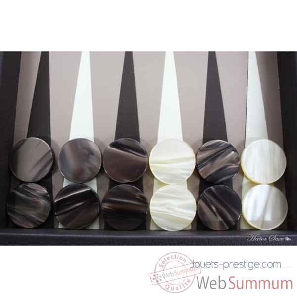 Backgammon baptiste cuir buffle medium chocolat -B52L-c -6