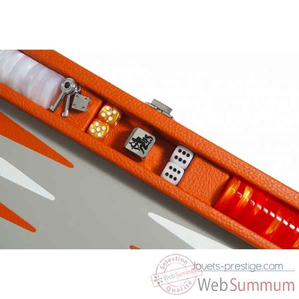 Backgammon baptiste cuir buffle medium orange -B52L-o -3