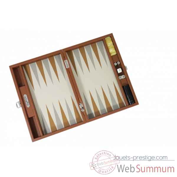 Backgammon basile toile buffle medium chataigne -B20L-c -6