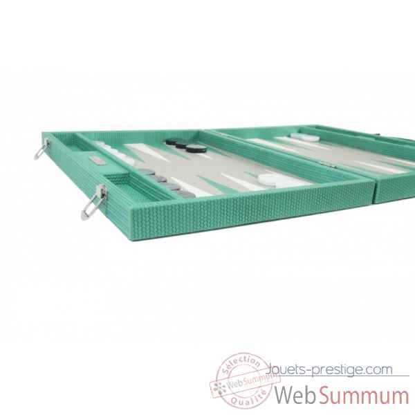 Backgammon camille cuir couture competition turquoise -B671L-tu -5