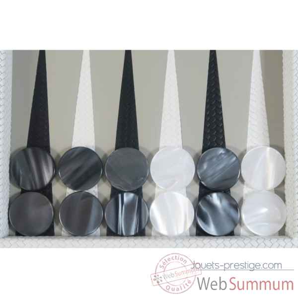 Backgammon camille cuir couture medium blanc -B71L-b -6