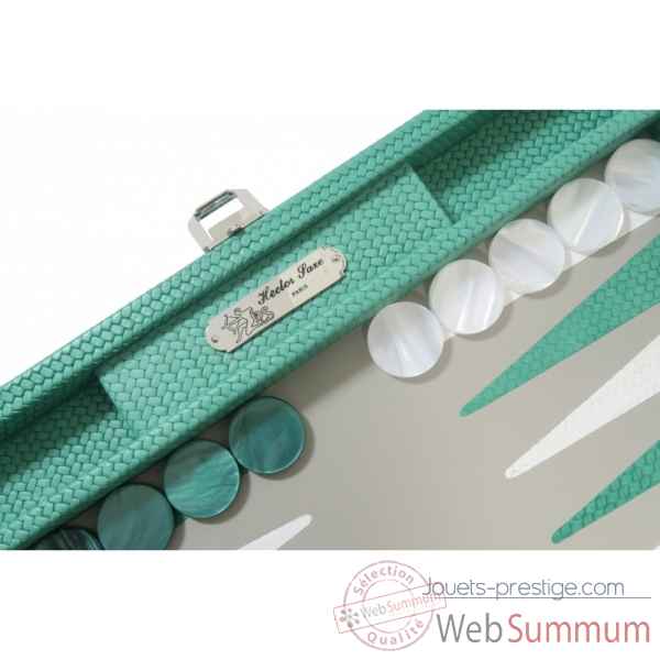Backgammon camille cuir couture medium turquoise -B71L-tu -1