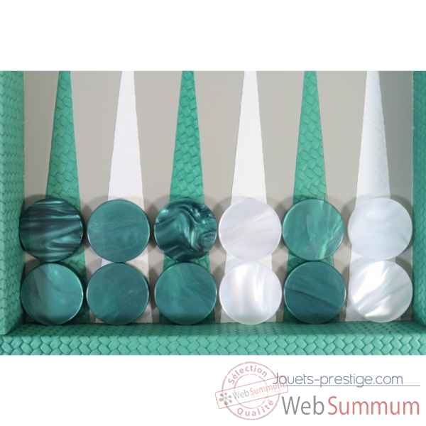 Backgammon camille cuir couture medium turquoise -B71L-tu -3