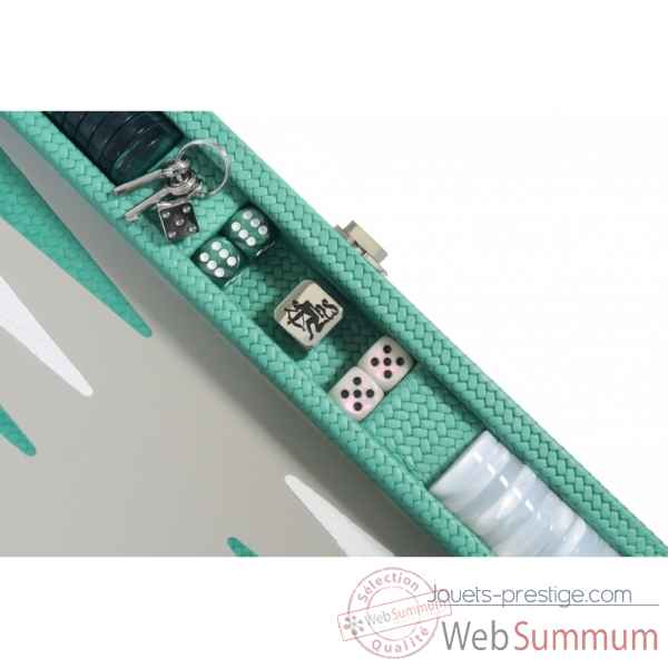 Backgammon camille cuir couture medium turquoise -B71L-tu -6
