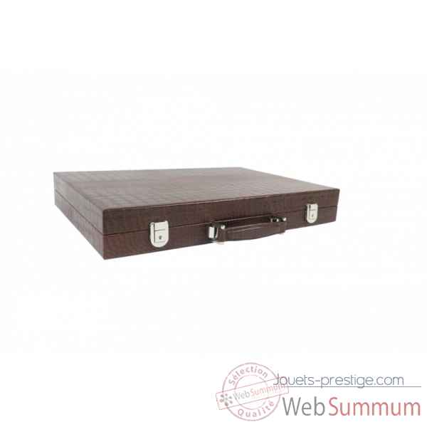Backgammon charles cuir impression crocodile competition chocolat -B658-c -6