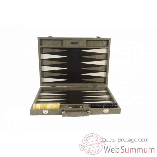 Backgammon charles cuir impression crocodile competition taupe -B658-t -5