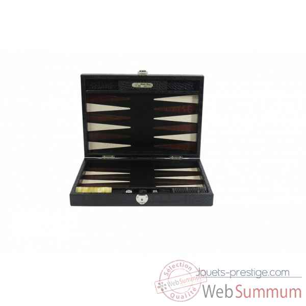 Backgammon charles cuir impression crocodile medium noir -B58L-n -2